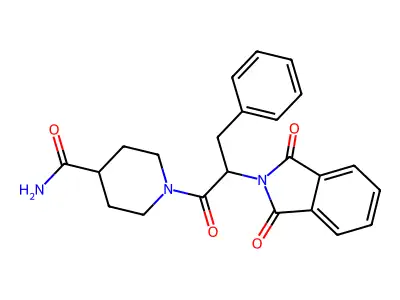 1-[2-(1,3-Dioxoisoindol-2-yl)-3-phenylpropanoyl]piperidine-4-carboxamide structure