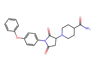 1-[2,5-Dioxo-1-(4-phenoxyphenyl)pyrrolidin-3-yl]piperidine-4-carboxamide structure