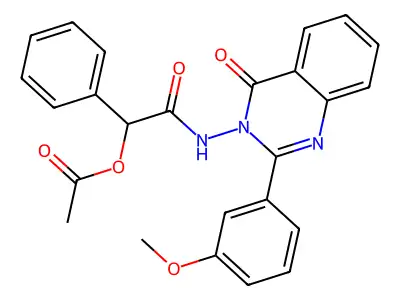 2-[(2-(3-methoxyphenyl)-4-oxoquinazolin-3(4H)-yl)amino]-2-oxo-1-phenylethyl acetate structure