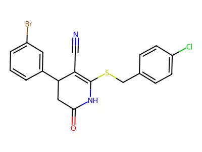 4-(3-bromophenyl)-6-[(4-chlorophenyl)methylsulfanyl]-2-oxo-3,4-dihydro-1H-pyridine-5-carbonitrile structure