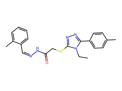 2-[[4-ethyl-5-(4-methylphenyl)-1,2,4-triazol-3-yl]sulfanyl]-N-[(E)-(2-methylphenyl)methylideneamino]acetamide structure