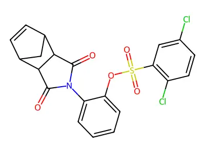 2-(1,3-dioxo-1,3,3a,4,7,7a-hexahydro-2H-4,7-methanoisoindol-2-yl)phenyl 2,5-dichlorobenzenesulfonate structure