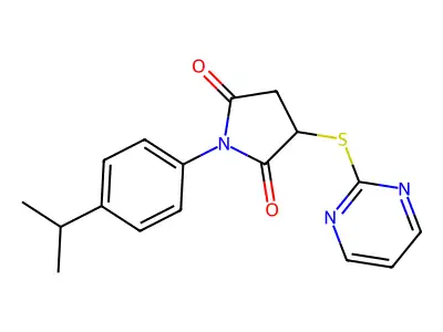 1-(4-Isopropyl-phenyl)-3-(pyrimidin-2-ylsulfanyl)-pyrrolidine-2,5-dione structure