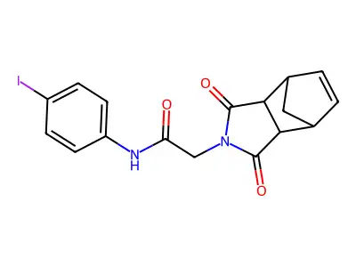 2-(1,3-dioxo-1,3,3a,4,7,7a-hexahydro-2H-4,7-methanoisoindol-2-yl)-N-(4-iodophenyl)acetamide structure