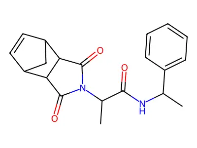 2-(1,3-dioxo-1,3,3a,4,7,7a-hexahydro-2H-4,7-methanoisoindol-2-yl)-N-(1-phenylethyl)propanamide structure