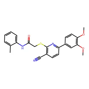 2-[3-cyano-6-(3,4-dimethoxyphenyl)pyridin-2-yl]sulfanyl-N-(2-methylphenyl)acetamide structure