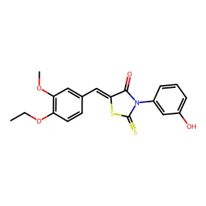 (5Z)-5-(4-ethoxy-3-methoxybenzylidene)-3-(3-hydroxyphenyl)-2-thioxo-1,3-thiazolidin-4-one structure