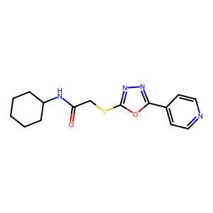 N-cyclohexyl-2-{[5-(4-pyridinyl)-1,3,4-oxadiazol-2-yl]thio}acetamide structure
