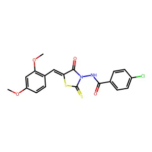 (Z)-4-chloro-N-(5-(2,4-dimethoxybenzylidene)-4-oxo-2-thioxothiazolidin-3-yl)benzamide structure