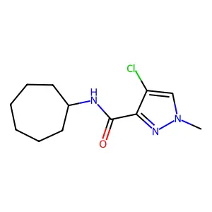 4-chloro-N-cycloheptyl-1-methyl-1H-pyrazole-3-carboxamide structure