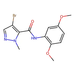 4-bromo-N-(2,5-dimethoxyphenyl)-2-methylpyrazole-3-carboxamide structure