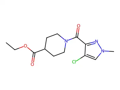 ethyl 1-[(4-chloro-1-methyl-1H-pyrazol-3-yl)carbonyl]-4-piperidinecarboxylate structure
