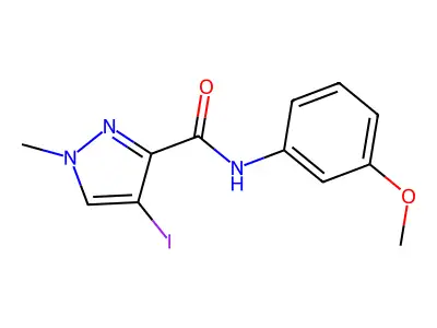 4-iodo-N-(3-methoxyphenyl)-1-methyl-1H-pyrazole-3-carboxamide structure