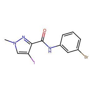 N-(3-bromophenyl)-4-iodo-1-methyl-1H-pyrazole-3-carboxamide structure