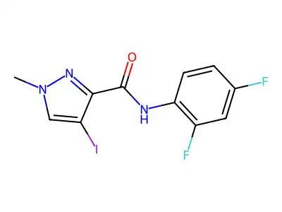 N-(2,4-difluorophenyl)-4-iodo-1-methyl-1H-pyrazole-3-carboxamide structure