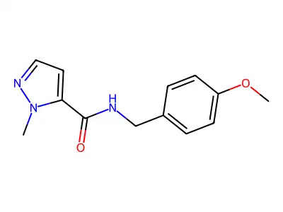 N-[(4-methoxyphenyl)methyl]-2-methylpyrazole-3-carboxamide structure