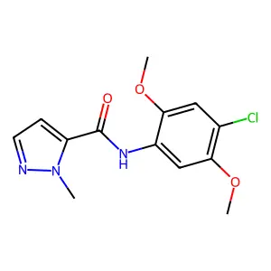 N-(4-chloro-2,5-dimethoxyphenyl)-1-methyl-1H-pyrazole-5-carboxamide structure