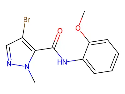 4-bromo-N-(2-methoxyphenyl)-1-methyl-1H-pyrazole-5-carboxamide structure