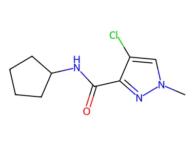 4-chloro-N-cyclopentyl-1-methyl-1H-pyrazole-3-carboxamide structure