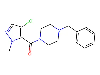 (4-Benzylpiperazin-1-yl)-(4-chloro-2-methylpyrazol-3-yl)methanone structure