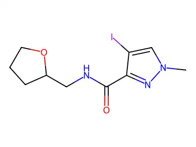 4-iodo-1-methyl-N-(oxolan-2-ylmethyl)pyrazole-3-carboxamide structure