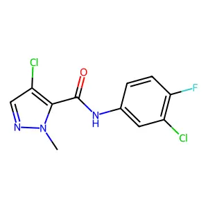 4-chloro-N-(3-chloro-4-fluorophenyl)-1-methyl-1H-pyrazole-5-carboxamide structure