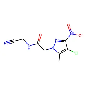 2-(4-chloro-5-methyl-3-nitropyrazol-1-yl)-N-(cyanomethyl)acetamide structure