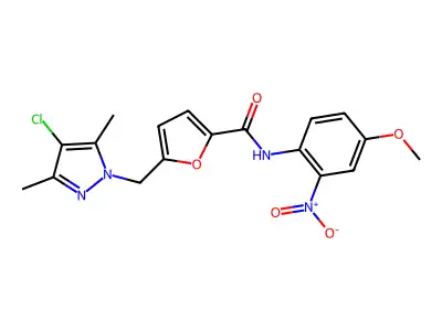 5-[(4-chloro-3,5-dimethylpyrazol-1-yl)methyl]-N-(4-methoxy-2-nitrophenyl)furan-2-carboxamide structure