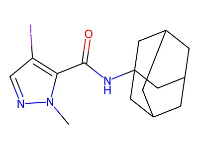 N-(1-adamantyl)-4-iodo-2-methylpyrazole-3-carboxamide structure