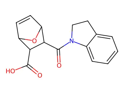 3-(2,3-dihydro-1H-indol-1-ylcarbonyl)-7-oxabicyclo[2.2.1]hept-5-ene-2-carboxylic acid structure