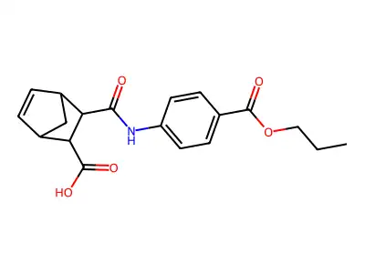 3-({[4-(propoxycarbonyl)phenyl]amino}carbonyl)bicyclo[2.2.1]hept-5-ene-2-carboxylic acid structure