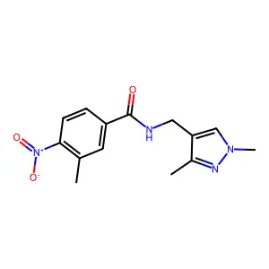 N-[(1,3-dimethylpyrazol-4-yl)methyl]-3-methyl-4-nitrobenzamide structure