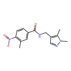 N-[(1,5-dimethylpyrazol-4-yl)methyl]-3-methyl-4-nitrobenzamide structure