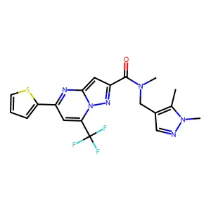 N-[(1,5-dimethyl-1H-pyrazol-4-yl)methyl]-N-methyl-5-(2-thienyl)-7-(trifluoromethyl)pyrazolo[1,5-a]pyrimidine-2-carboxamide structure