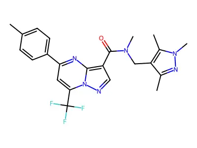 N-methyl-5-(4-methylphenyl)-7-(trifluoromethyl)-N-[(1,3,5-trimethyl-1H-pyrazol-4-yl)methyl]pyrazolo[1,5-a]pyrimidine-3-carboxamide structure