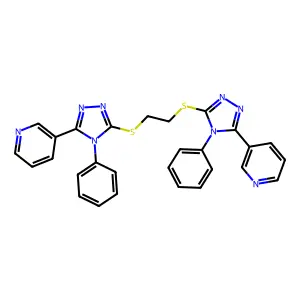 1,2-bis((4-phenyl-5-(pyridin-3-yl)-4H-1,2,4-triazol-3-yl)thio)ethane structure
