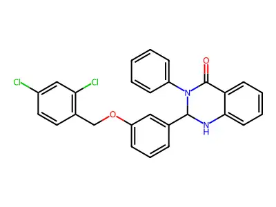 2-{3-[(2,4-dichlorobenzyl)oxy]phenyl}-3-phenyl-2,3-dihydro-4(1H)-quinazolinone structure