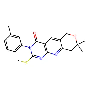 7,7-Dimethyl-2-methylsulfanyl-3-m-tolyl-3,5,7,8-tetrahydro-6-oxa-1,3,9-triaza-anthracen-4-one structure