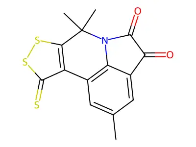 2,7,7-trimethyl-10-thioxo-7,10-dihydro[1,2]dithiolo[3,4-c]pyrrolo[3,2,1-ij]quinoline-4,5-dione structure