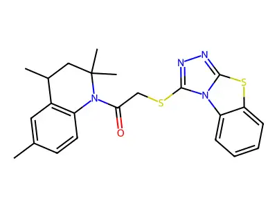 1-(2,2,4,6-tetramethyl-3,4-dihydroquinolin-1(2H)-yl)-2-([1,2,4]triazolo[3,4-b][1,3]benzothiazol-3-ylsulfanyl)ethanone structure