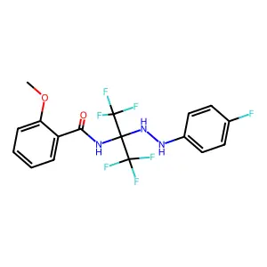 N-[1,1,1,3,3,3-hexafluoro-2-[2-(4-fluorophenyl)hydrazinyl]propan-2-yl]-2-methoxybenzamide structure