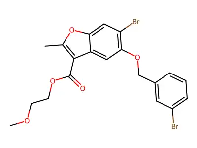 2-methoxyethyl 6-bromo-5-[(3-bromophenyl)methoxy]-2-methyl-1-benzofuran-3-carboxylate structure