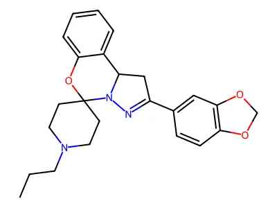 2-(benzo[d][1,3]dioxol-5-yl)-1'-propyl-1,10b-dihydrospiro[benzo[e]pyrazolo[1,5-c][1,3]oxazine-5,4'-piperidine] structure