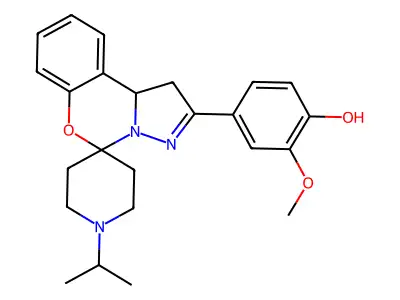 4-(1'-isopropyl-1,10b-dihydrospiro[benzo[e]pyrazolo[1,5-c][1,3]oxazine-5,4'-piperidin]-2-yl)-2-methoxyphenol structure