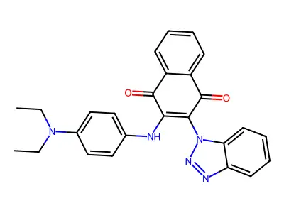 2-(1H-benzo[d][1,2,3]triazol-1-yl)-3-((4-(diethylamino)phenyl)amino)naphthalene-1,4-dione structure