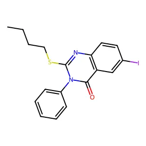 2-Butylsulfanyl-6-iodo-3-phenylquinazolin-4-one structure