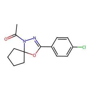 1-[3-(4-Chlorophenyl)-4-oxa-1,2-diazaspiro[4.4]non-2-en-1-yl]ethanone structure