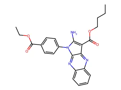 butyl 2-amino-1-[4-(ethoxycarbonyl)phenyl]-1H-pyrrolo[2,3-b]quinoxaline-3-carboxylate structure