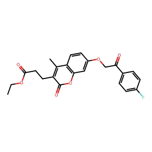 ethyl 3-{7-[2-(4-fluorophenyl)-2-oxoethoxy]-4-methyl-2-oxo-2H-chromen-3-yl}propanoate structure