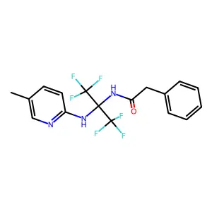2-Phenyl-N-[2,2,2-trifluoro-1-[(5-methyl-2-pyridinyl)amino]-1-(trifluoromethyl)ethyl]acetamide structure